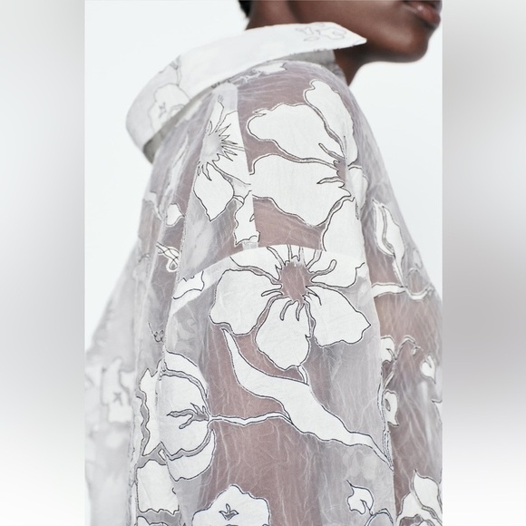 New ZARA Contrasting Devore Shirt - Picture 7 of 10